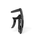 D'Addario Accessories - Tri-Action Ukulele Capo - For Soprano, Concert, Tenor, Baritone Ukuleles - Micrometer Tension Adjustment for Buzz-Free, In-Tune Performance - Single Hand Use - Black