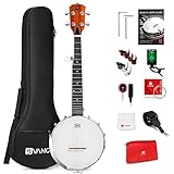 Vangoa 5 String Banjo 26 Inch, MINI Travel Banjo, Banjo Beginner Kit with Remo Head, Open Back & Closed Solid Back with beginner Kit, Comfortable Carrying Bag