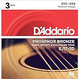 D'Addario EJ17 Phosphor Bronze Medium Acoustic Strings (3-Pack)